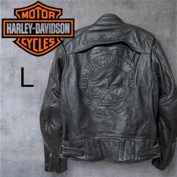 Harley-Davidson 가죽 자켓 L 스컬 천연 가죽 라이너 포함