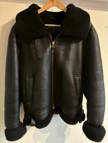 B-3 플라이트 자켓 보아 무스탕 블랙 M 새상품급 천연 가죽