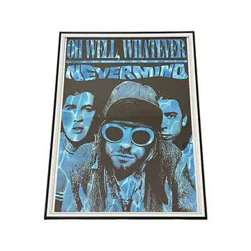 [액자 포함] 너바나 NIRVANA 커트 코베인 A2 포스터 파랑