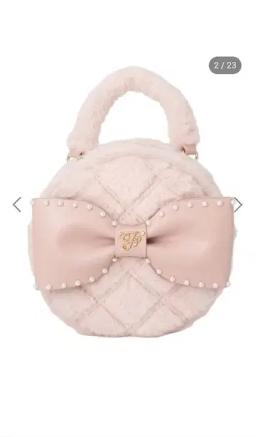메종 드 플뢰르 인조 모피 펄 리본 라운드 백 핑크 인기 완판