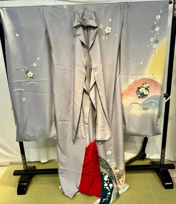 가봉 연보라색 꽃무늬 후리소데