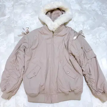 [ 새상품급 ] 시크릿허니 리본 포켓 어깨 레이스업 MA1풍 블루종