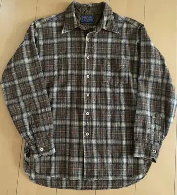 70s 펜들턴 울 셔츠 빈티지 체크 셔츠 브라운