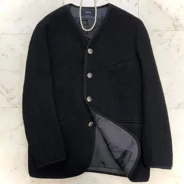 새상품급 이레브 로리안 트위드 자켓 블랙 네이비 콘초 버튼