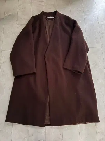 사스콰치패브릭스 브라운 롱 코트 코쿤 실루엣