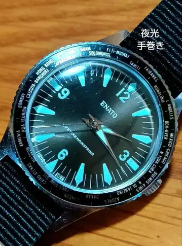 ENATO 밀리터리 야광 회전 베젤 수동 와인딩 남성용 손목시계 작동품