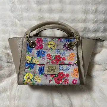 사만사 베가 플라워 프린트 가죽 핸드백