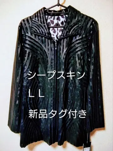 메루카리 기부 택 포함*양가죽*천연 가죽 가죽 메쉬 자켓*블랙*LL