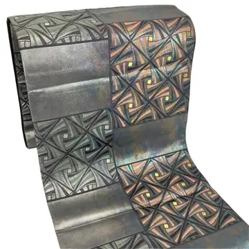 인박카하나 후쿠로 오비 육통 무늬 기하학 패턴 모던 그레이