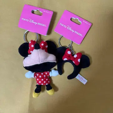 미니 마우스 키링 봉제 인형 두 개 세트 디즈니 리조트