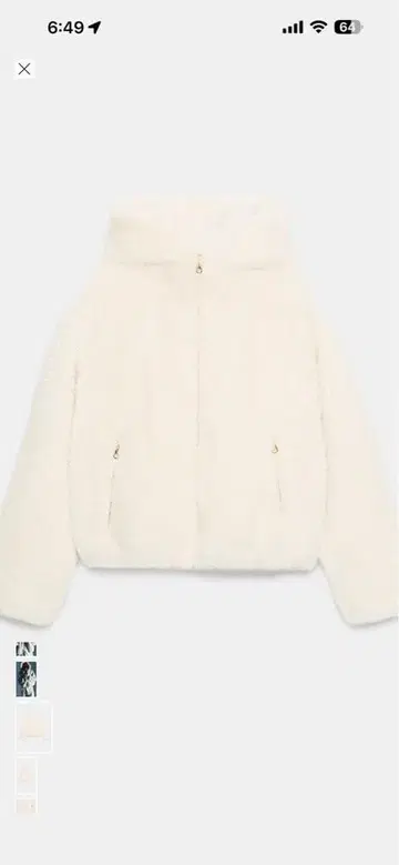 ZARA 보아 원단 보온 후드 부착 아노락 에크루 xl