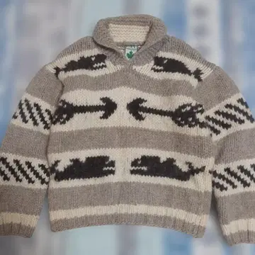 BEAR 캐나다제 카우친 니트 스웨터 고래 패턴 사이즈 L