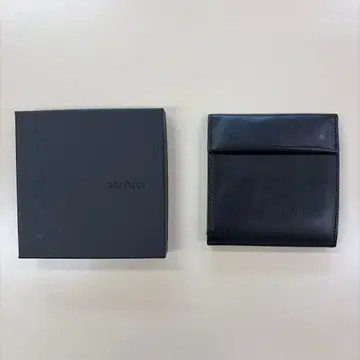 abrAsus 블랙 천연 가죽 접이식 미니 지갑