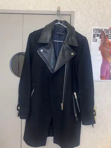 더블 라이더스 롱 코트 블랙