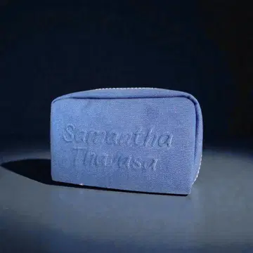 미사용 새상품 사만다 타바사 데님 느낌 엠보싱 스퀘어 파우치 라이트 블루