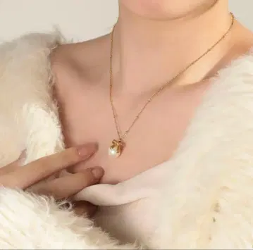 apire 316L 진주&리본 목걸이 원가 3850엔