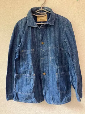 OJ BRAND 커버올 데님 블루 36 버튼 2개 없음 올드조