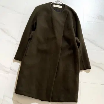 구하기 어려움 플레인 피플 롱 코트 울 소재 캐주얼 카키 계열