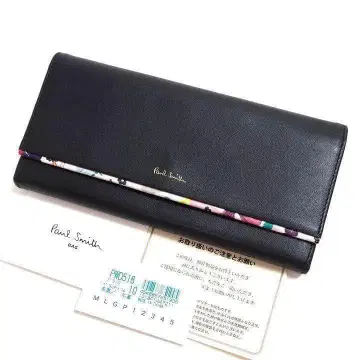 새상품 폴스미스 장지갑 꽃무늬 트리밍 가죽 지갑 정가 27500엔 블랙