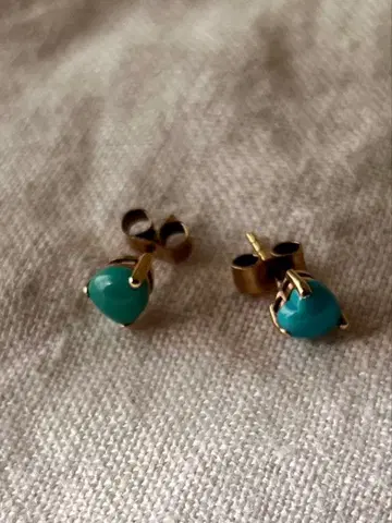 빈티지 9K 터콰이즈 하트 귀걸이