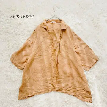 케이코키시 블라우스 7부 소매 변형 디자인 오버 사이즈 브라운 F