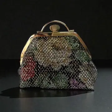 레어 레트로 플라워 디자인 여성용 메쉬 가마구치 지갑 동전 지갑