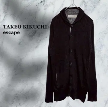 [ 다케오 키쿠치 ] 가디건 [ F ] 블랙 블랙 숄카라 코튼 긴팔