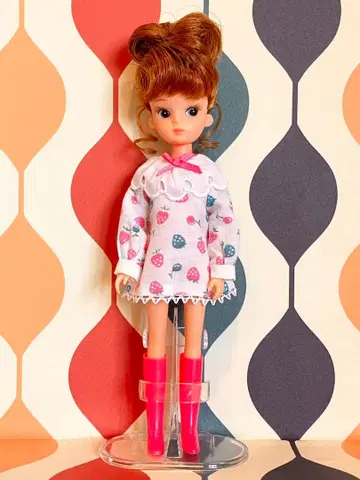 복각 초회 리카짱 사이즈 핸드메이드 이치고 패턴 레트로 원피스