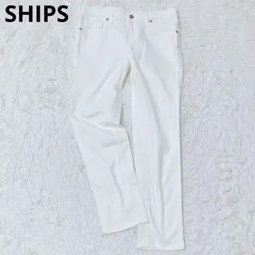 쉽스 스트레이트 팬츠 화이트 M 면 혼방 산뜻한 깔끔한 캐주얼