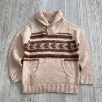 mellow people 베이지 모헤어 혼방 울 숄카라 니트 메이플