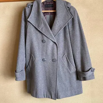 그레이 더블 브레스트 피 코트