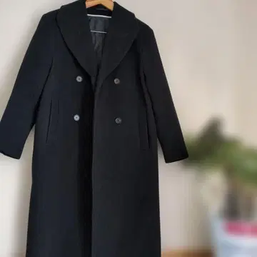 COS 블랙 더블 브레스트 롱 코트