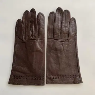 새상품급 여성 사이즈 가죽 그로브 브라운 가죽 장갑 안감 없음