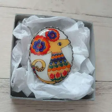 쥐? 컬러풀한 멋진 디자인의 브로치 포셀린 카메오 멋진 일품