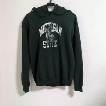 빈티지 90년대 미시건 칼리지 후드티 다크 그린