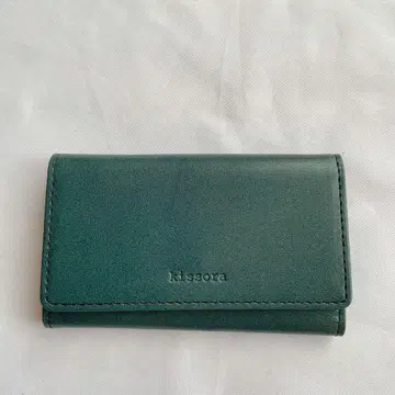 [미사용품] kissora 그린 천연 가죽 컴팩트 키소라