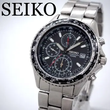 405 가동 SEIKO 시계 크로노그래프 플라이트 마스터 남성용 블랙