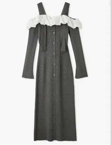 SNIDEL 프릴 도킹 오프숄더 니트 원피스