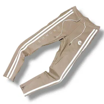 새상품급 CRONOS 크로노스 로고 라인 조거 팬츠 베이지 스트레치