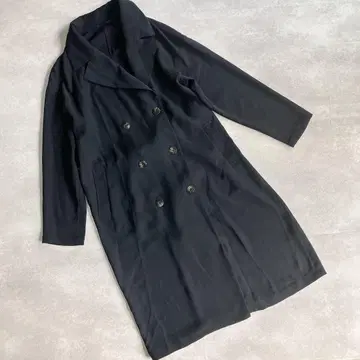 새상품급 지유 GU 더블 버튼 트렌치코트 블랙