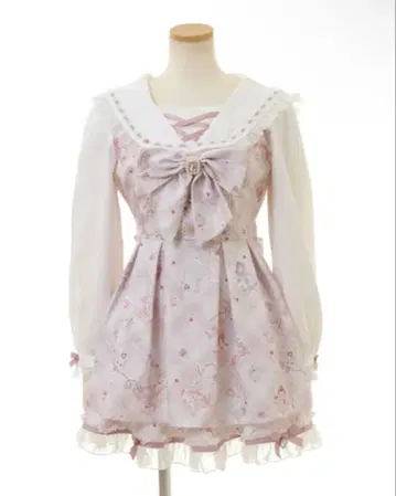 LIZLISA Sewing Bear 패턴 셋업 핑크