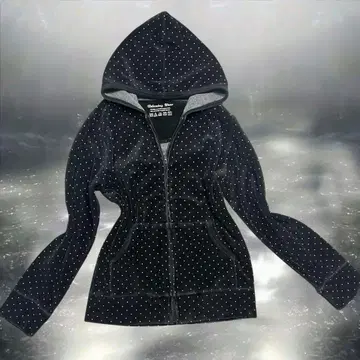 00s 벨로아 도트 블랙 후드티 위시코어 다크코어 y2k