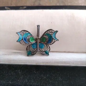 800 필리그리 에나멜 나비 브로치 빈티지 SILVER