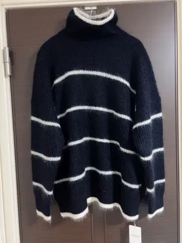 새상품 이에나 모헤어 믹스 보더 하이넥 풀오버