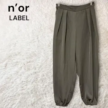 새상품급 누아르 라벨 턱 조거 팬츠 백 밴딩 코튼 혼방 카키