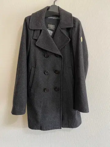다크 그레이 더블 브레스트 피 코트