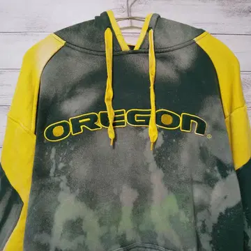 오리건 대학 칼리지 자수 후드티 블리치 가공 USA 구제 의류