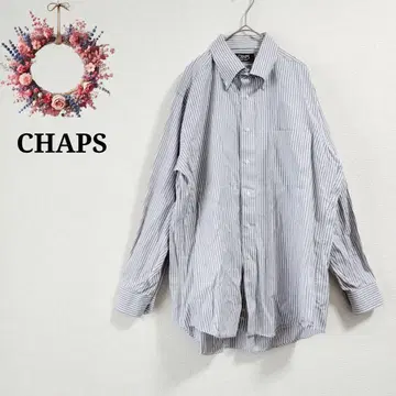 [ 빅 사이즈 43-82 ] CHAPS 와이셔츠 스트라이프 면 버튼 다운