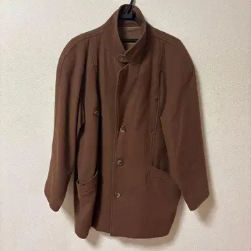 브라운 체스터 코트 더블 버튼