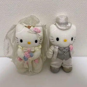 헬로키티 웨딩 봉제 인형 세트 드레스 턱시도 레어